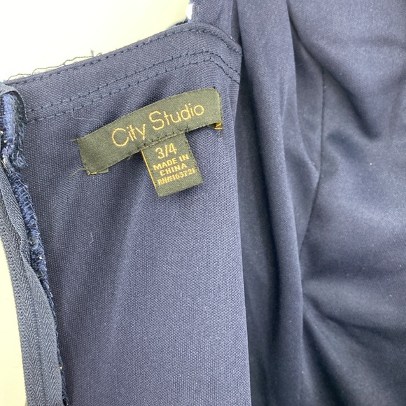 City Studio Womens Navy Velvet Sequined Cocktail and Party Dress Juniors NWT - Picture 8 of 12